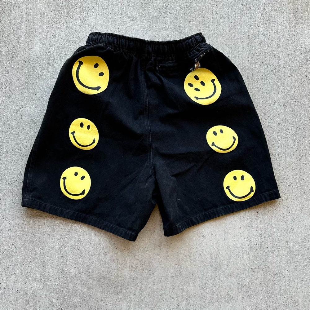 Kapital Kountry Smile Easy Shorts Men Black Size 3 Belted Happy Face